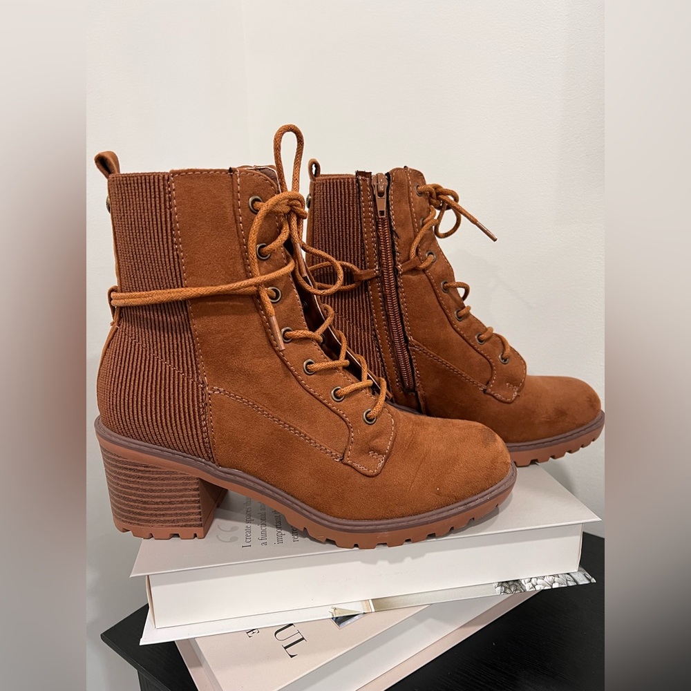 Brown Lace-Up Ankle Boots